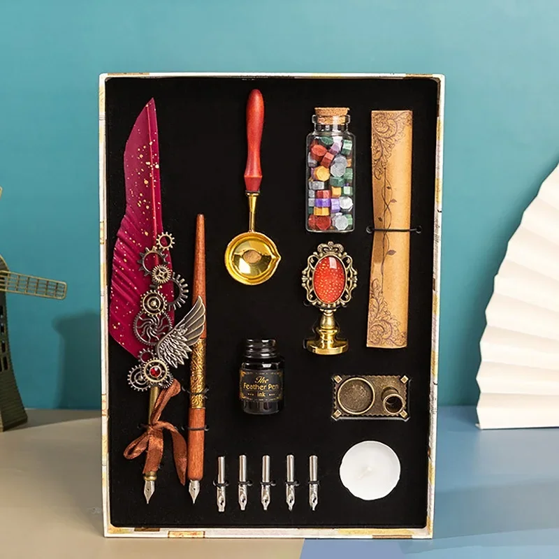 Double Pen Antique Feather Dip - Wax Seal Stamp Set review and price