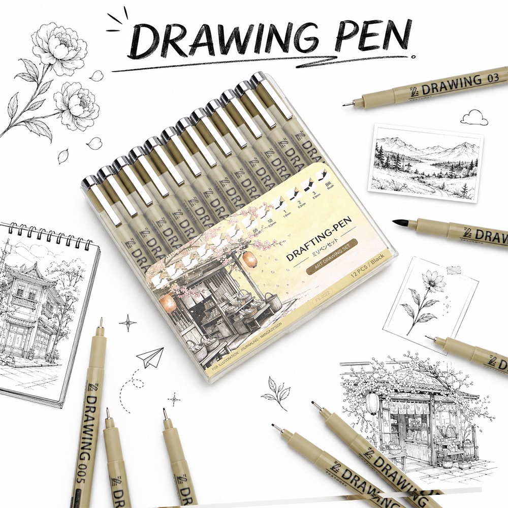12Pcs Pigment Liner Art Marker - Correction Pen Fine review and price