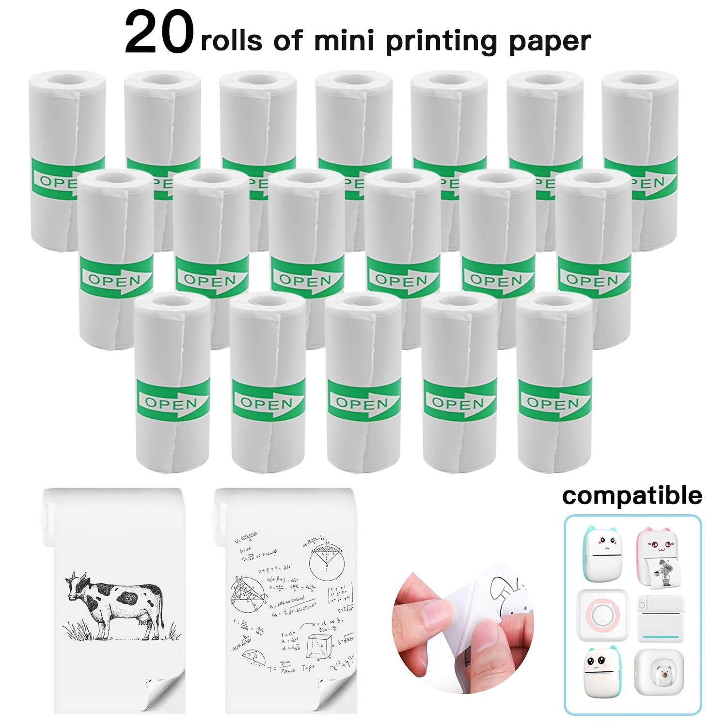 20 Rolls White Thermal Sticker - Ink Blotter Paper review and price