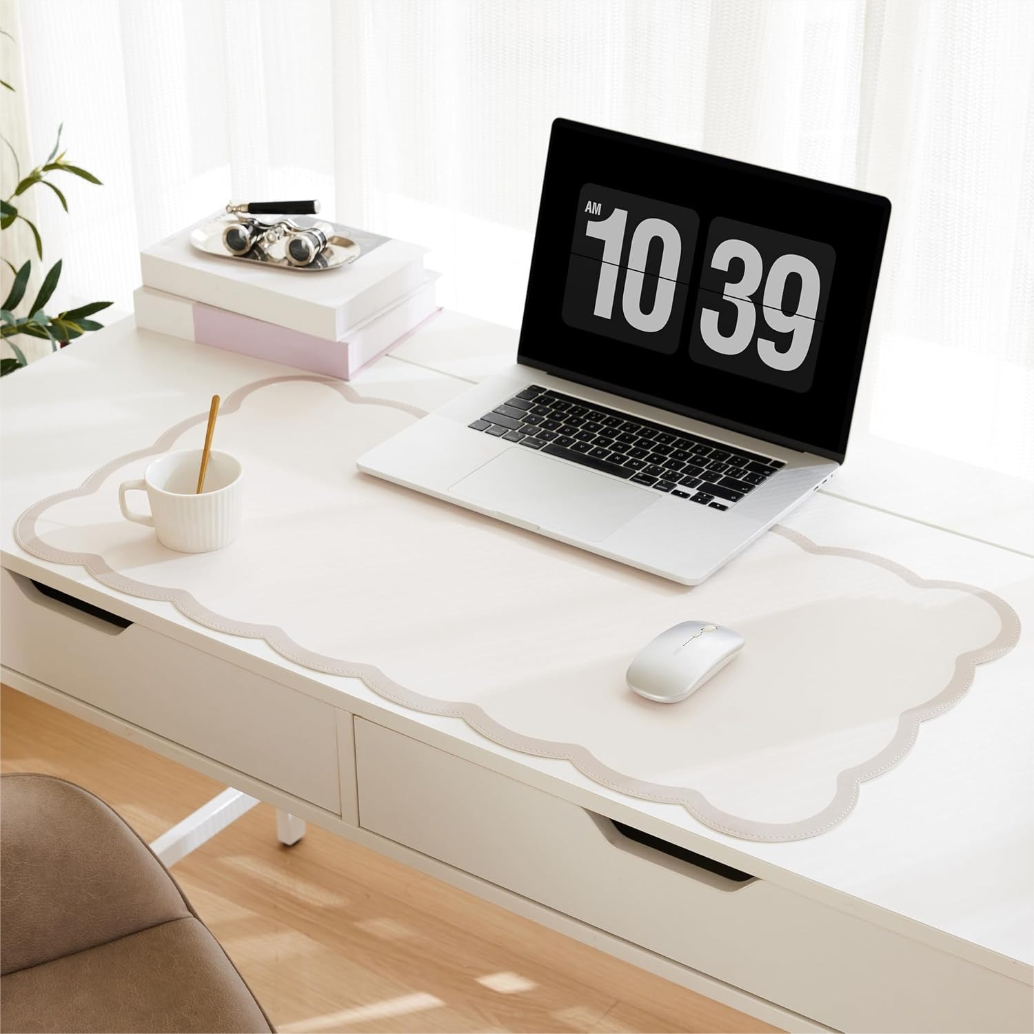 Scalloped Desk Mat 31.5x15.7 L - Leather Desk Pad review and price