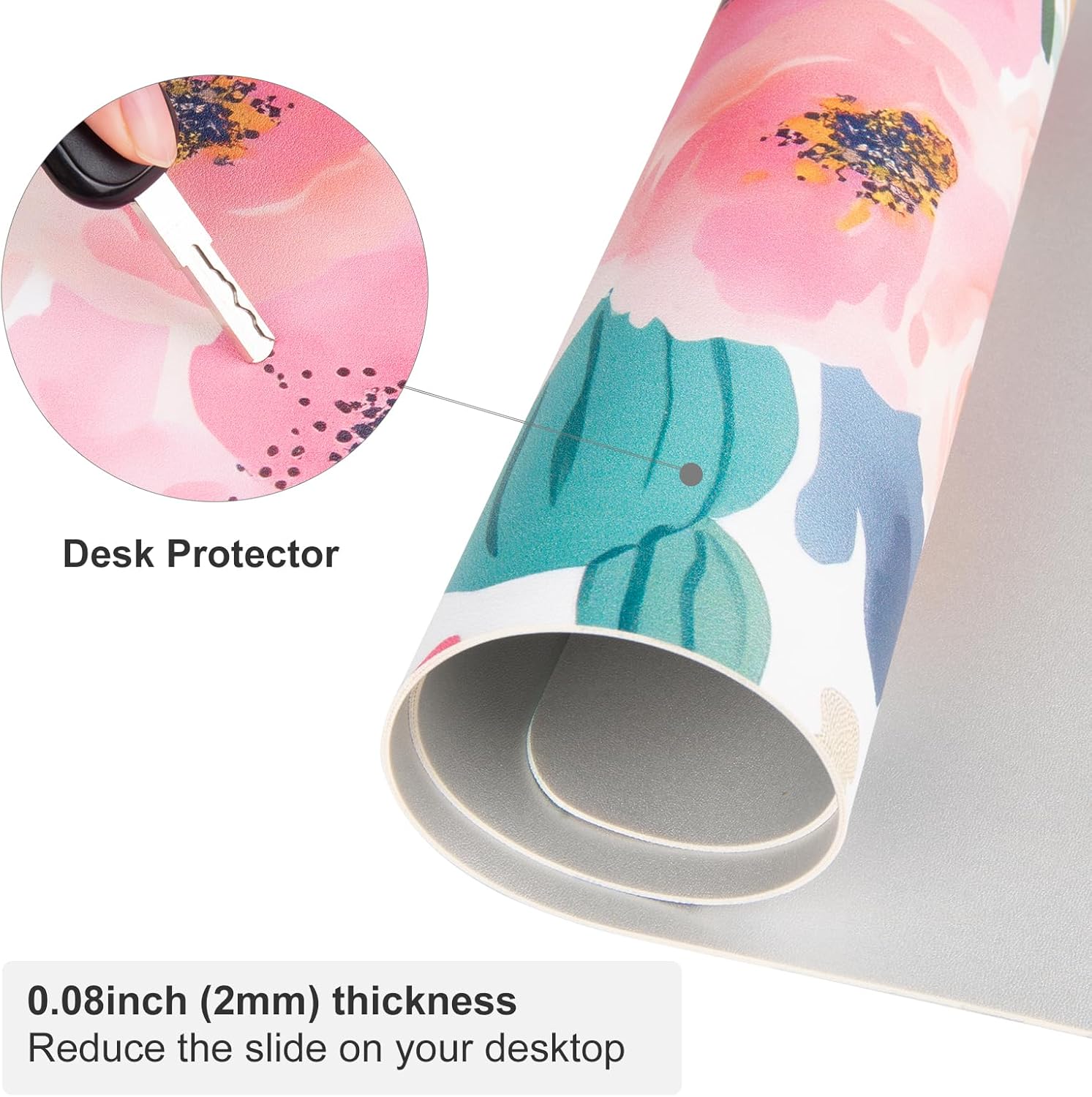 Large Mouse Pad Pink Floral De - Leather Desk Pad review and price